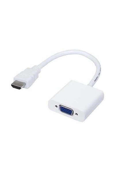 Generic كابل محول HDMI إلى VGA بدقة 1080 بكسل ذكر إلى أنثى لأجهزة الكمبيوتر وأجهزة DVD وأجهزة التلفزيون عالية الدقة والكمبيوتر المحمول، باللون الأبيض