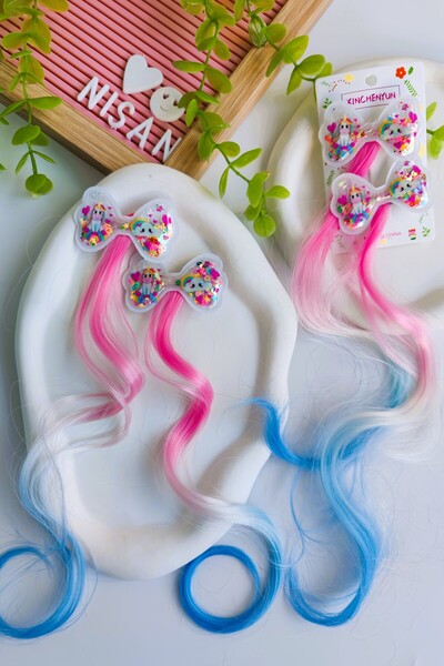 Nisankids Kız Çocuk Pullu Unicorn Yapay Saç Postiş 2 Adet