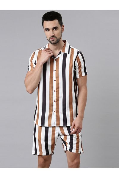Bushirt By Styli Striped Regular Fit Shirt and Shorts Co-Ords