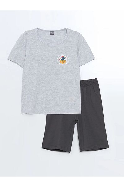 LC Waikiki Lcw Eco Gray Bicycle Collar Boys T-Shirt and Shorts