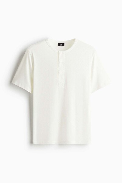 H&M تي شيرت مضلع بقصة ضيقة