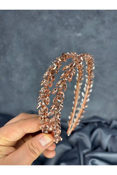 Hayalperest boncuk تاج الزفاف وملحقات الشعر من حجر ليا بصف مزدوج