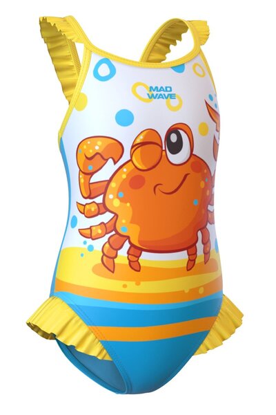 Mad Wave Kız Çocuk Mayosu Bella N2, Beyaz - Beyaz-lLacivert-Kırmızı-Siyah - S...