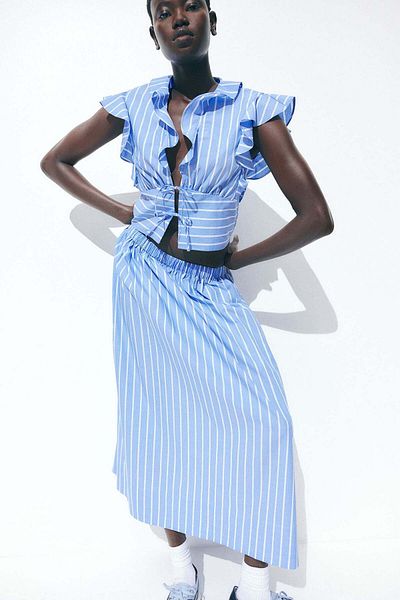 H&M Tie-front poplin blouse