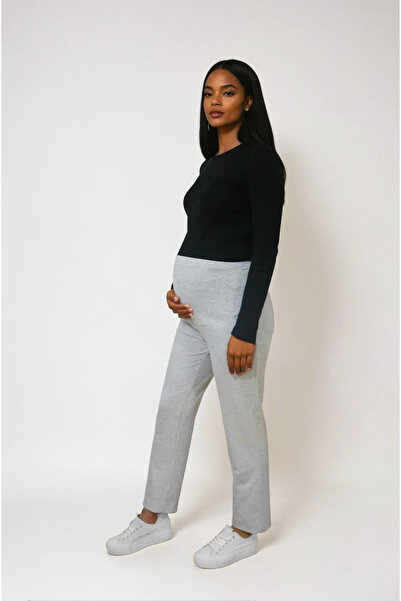 MODA Hamile Giyim Bel Ayarlanabilir Bilek Boy Iki Iplik Lycra Penye Pantolon