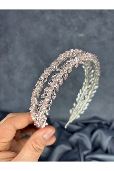Hayalperest boncuk Double Row Stone Lea Bridal Hair Accessory Bridal Henna Crown