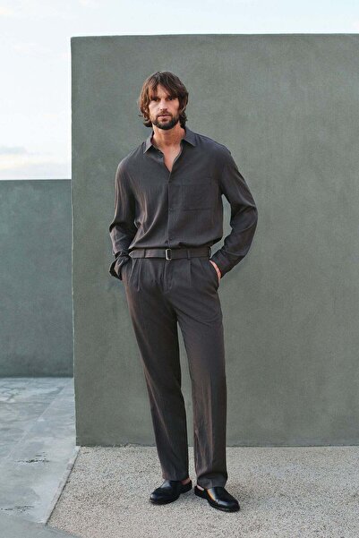 H&M Regular Fit Belted twill trousers
