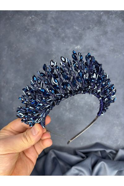Hayalperest boncuk Maria Intensely Embroidered Crystal Bridal and Henna Crown Hair Accessory
