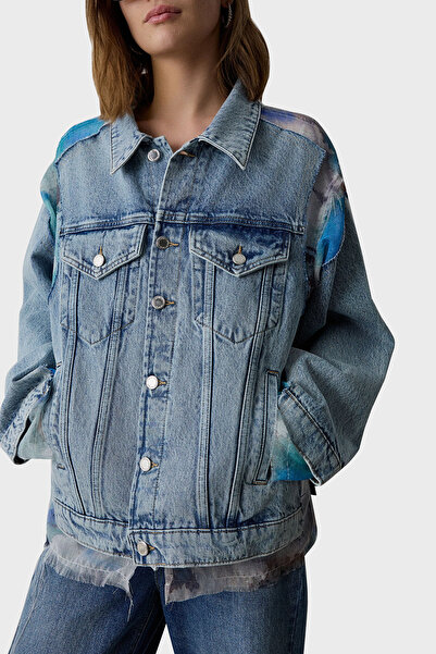 BSB % 100 Pamuk Regular Fit Düz Yaka Kumaş Detaylı Kot Ceket KOT CEKET 053