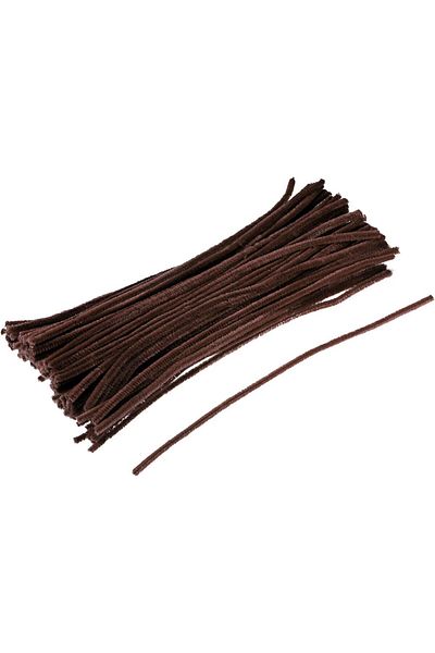 Dünya Magnet 25 Pieces - Brown Colored Chenille, Educational Chenille Set, Feather Wire, 30 Cm, Plush Wire