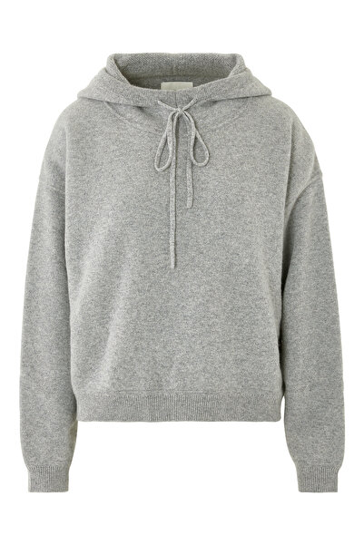 LouLou Studio Lüks Kaşmir Örgü Kapüşonlu Sweatshirt - Gri