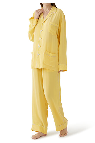 Olivia von Halle Lüks Sarı Pijama Seti