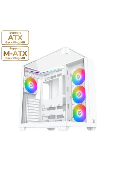 Xigmatek Aqua V Arctic White, ATX, U3x2+Type C, 3PCS TG, 6PCS Z22A Arctic Reverse