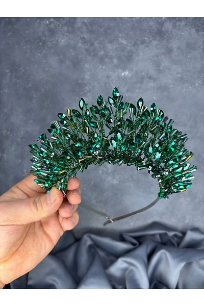 Hayalperest boncuk Maria Intensely Embroidered Crystal Bridal and Henna Crown Hair Accessory
