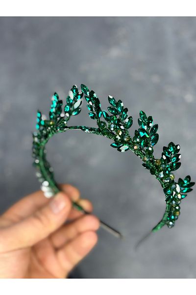 Hayalperest boncuk Bride and Henna Crown Hair Accessory with Venus Leaf Design