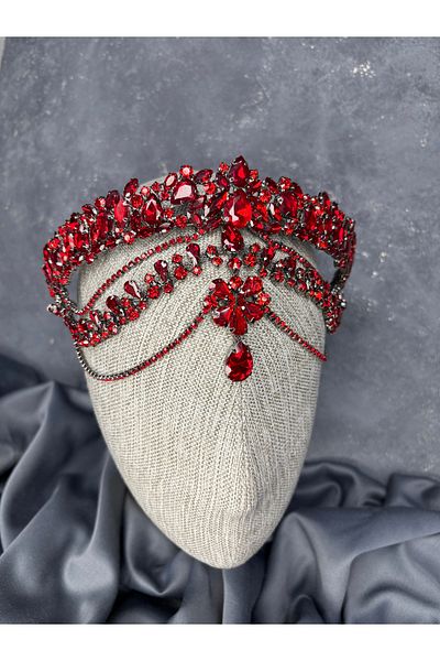 Hayalperest boncuk Hera Frontal Dangle Bridal Henna Crown Hair Accessory