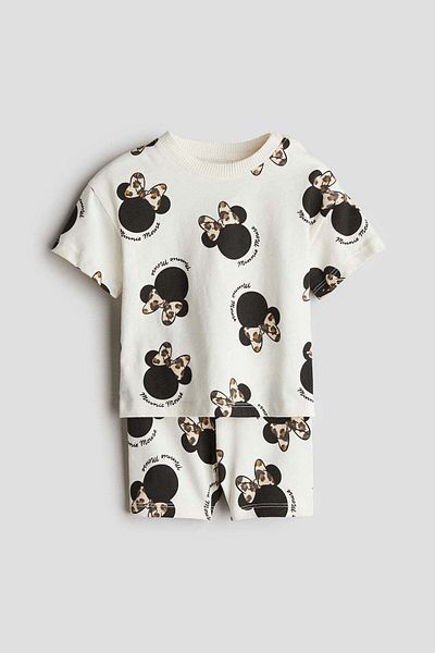 H&M طقم قطني مطبوع مكون من قطعتين