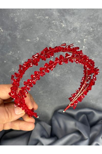 Hayalperest boncuk Sare Model Double Row Bridal Henna Crown Hair Accessory