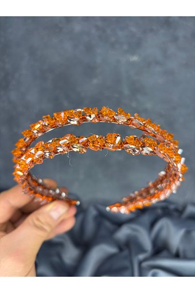 Hayalperest boncuk Double Row Stone Lea Bridal Hair Accessory Bridal Henna Crown