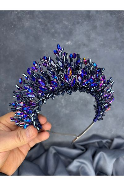 Hayalperest boncuk Maria Intensely Embroidered Crystal Bridal and Henna Crown Hair Accessory