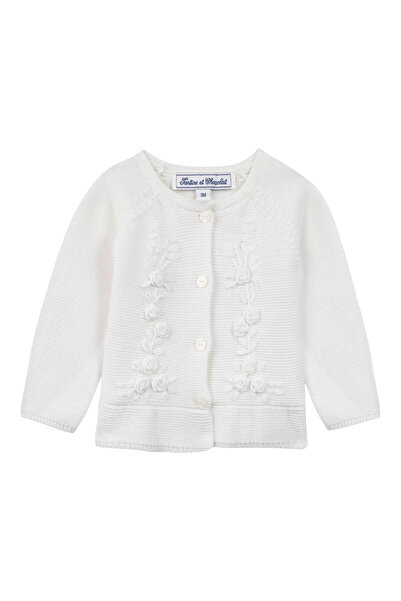 Tartine et Chocolat Rose Embroidered Cardigan for Girls
