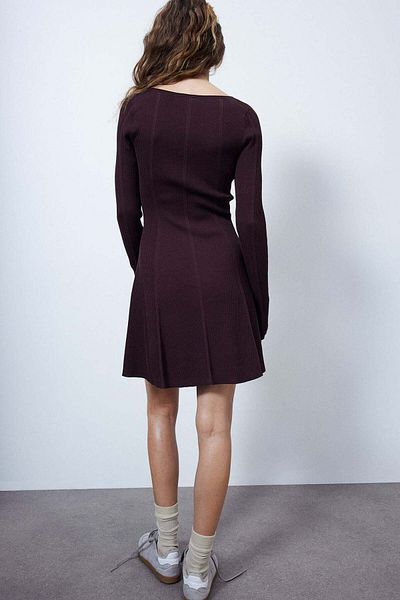 H&M Flared-skirt rib-knit mini dress