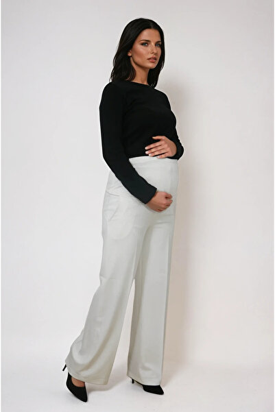 MODA Hamile Giyim Bel Ayarlanabilir Basenden Bol Paça Kumaş Pantolon