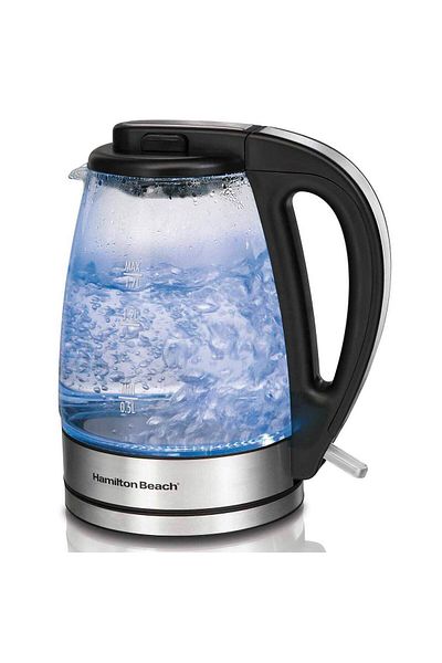Hamilton Beach Electric Kettle 1.7 Liter Glass , 1500 watt