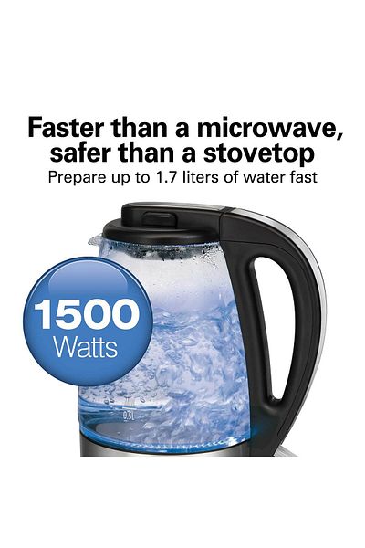 Hamilton Beach Electric Kettle 1.7 Liter Glass , 1500 watt