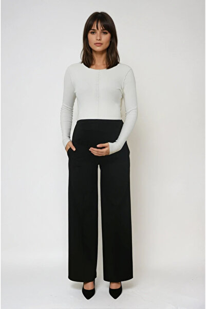 MODA Hamile Giyim Bel Ayarlanabilir Basenden Bol Paça Kumaş Pantolon