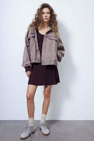 H&M Flared-skirt rib-knit mini dress