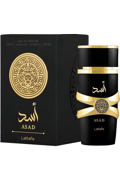 lattafa Asad Eau de Parfum Imported, Luxurious, Refreshing, Long-Lasting Oud and Musk Scent by Lattafa, 100ml for Unisex
