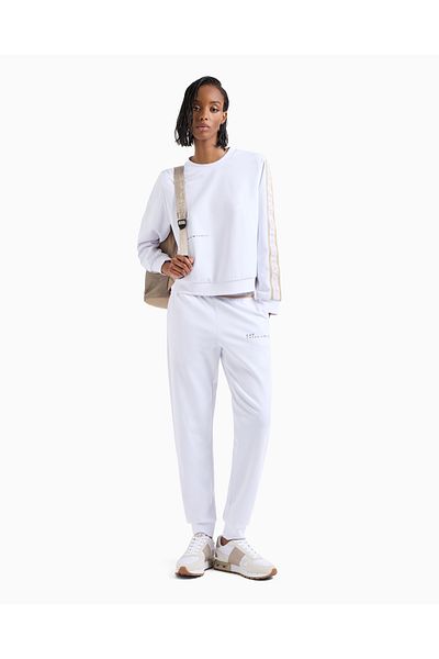 EA7 Women's Ea7 Logoluk Set of Arms and Belles, Breathable White Sweatpants 7W 000283   Af12501-U00