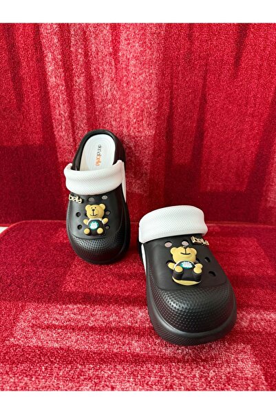 Akınal Bella DOLGU TABAN ÖNÜ KAPALI AYICIK FİGÜRLÜ ORTAPEDİK TERLİK SİYAH