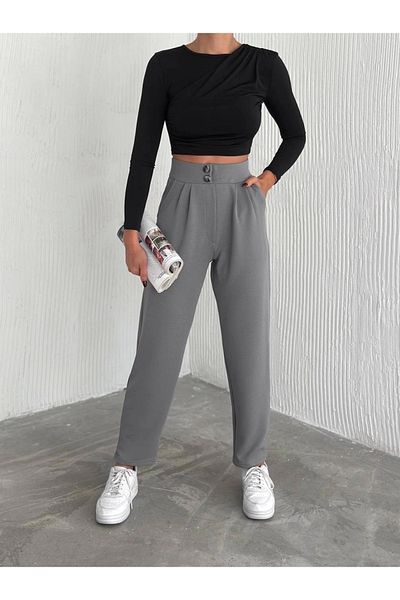 Skygo Double Buttoned Orme Crepe Trousers