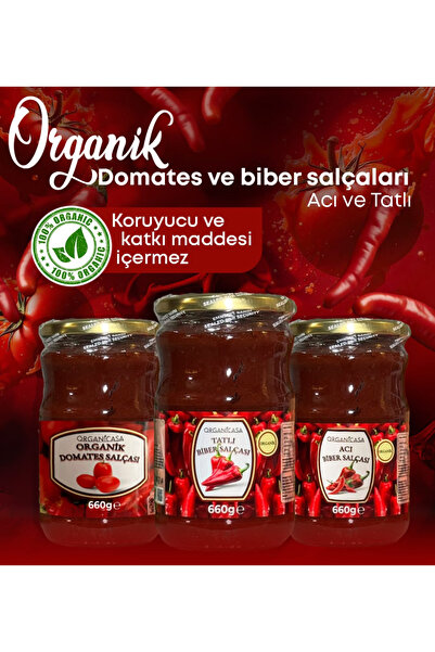 organicasa Organik Salça Paketi- 3’Lü Ekonomik Set ( Domates-Tatlı Biber-Acı ...
