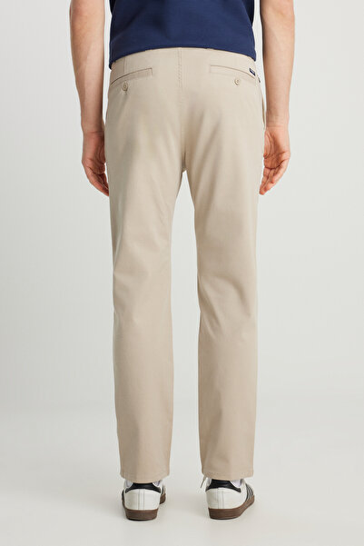 WRANGLER Slim Fit Dar Kesim Normal Bel DarPaça Bej Chino Pantolon
