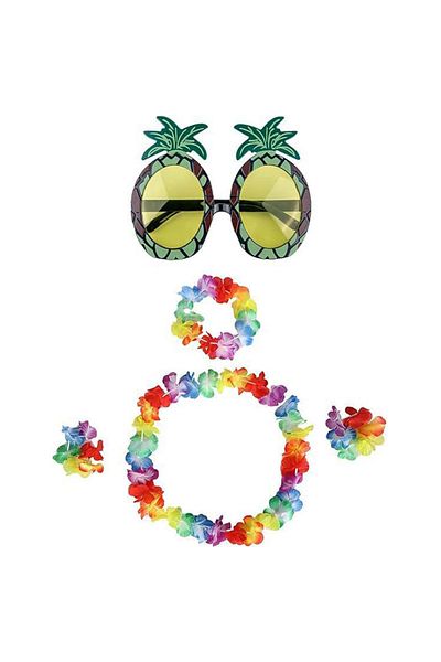 Skygo Colorful Pineapple Glasses, Crown, Necklace and Bracelet Set