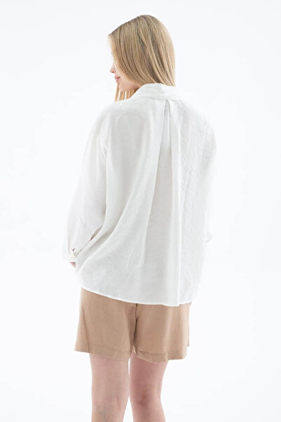 Fashion Friends Oversize Ekru Kadın Gömlek 25Y0571K1