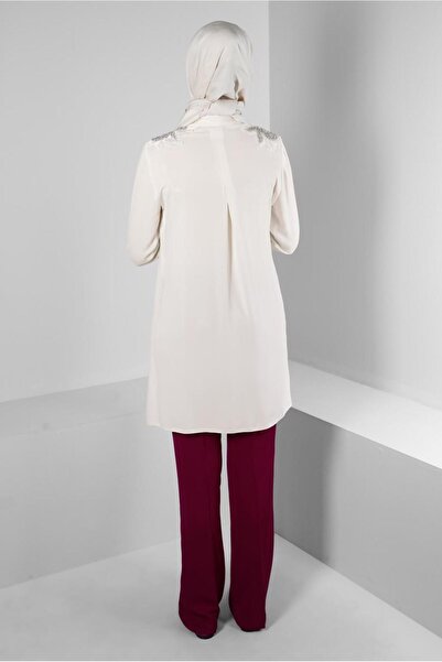 Alvina STONE EMBROIDERY DETAIL HIDDEN BUTTON TUNIC 43504