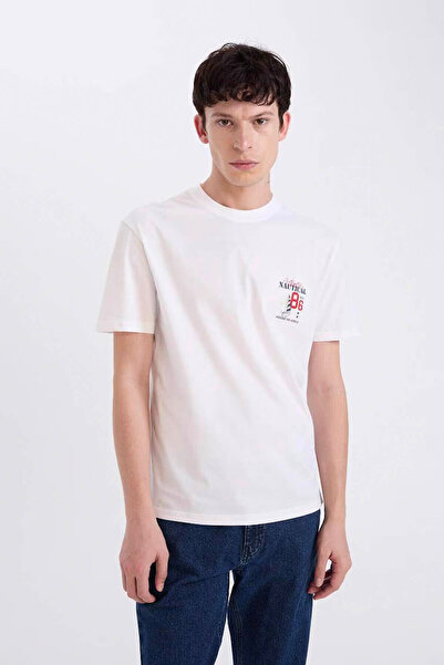 DeFacto 100% Cotton Regular Fit Crew Neck Printed Short Sleeve T-Shirt D9357A...