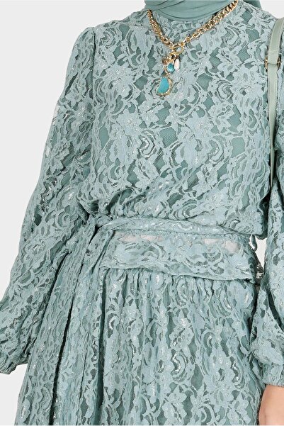 Alvina Lace and Belted Double Skirt Set - 42844