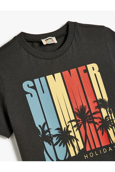 Koton Printed Short Sleeve Crew Neck T-Shirt