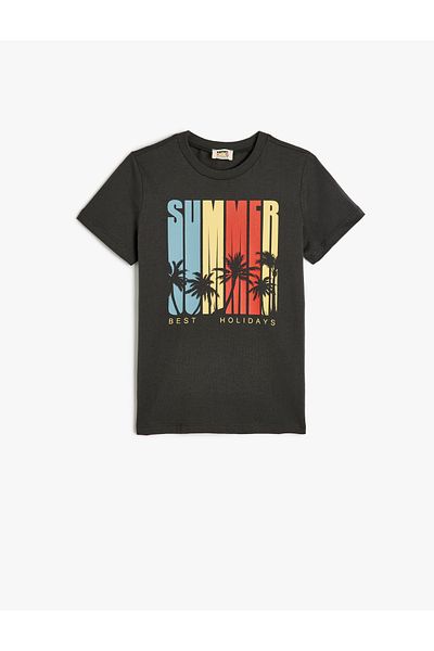 Koton Printed Short Sleeve Crew Neck T-Shirt