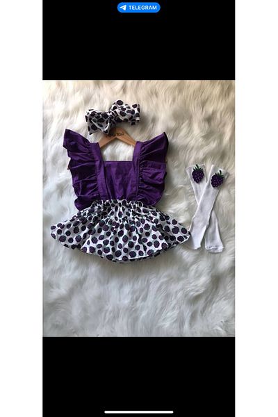 ŞAPKAKİDS Girl's Blackberry Pattern Slopet Bandana Socks Set