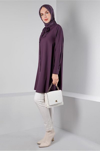 Alvina Tunic with Lacing Detail on the Collar 43419