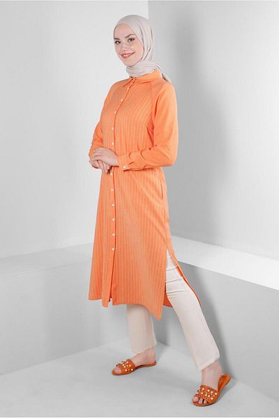 Alvina STRIPED SIDE SLITTER BUTTON TUNIC 43603
