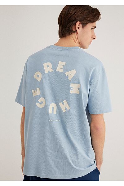 Mavi Back Printed Blue T-Shirt Loose Fit / Loose Relaxed Cut 0612254 -80796