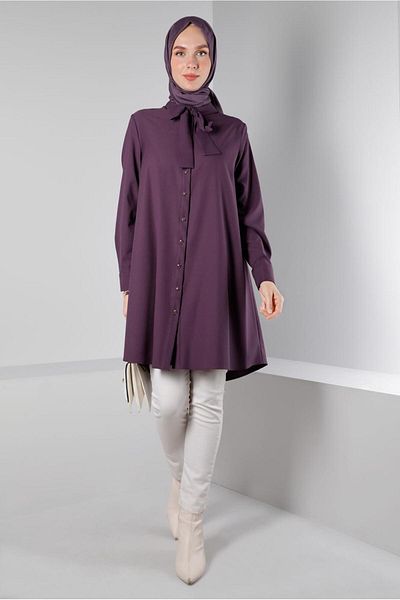 Alvina Tunic with Lacing Detail on the Collar 43419