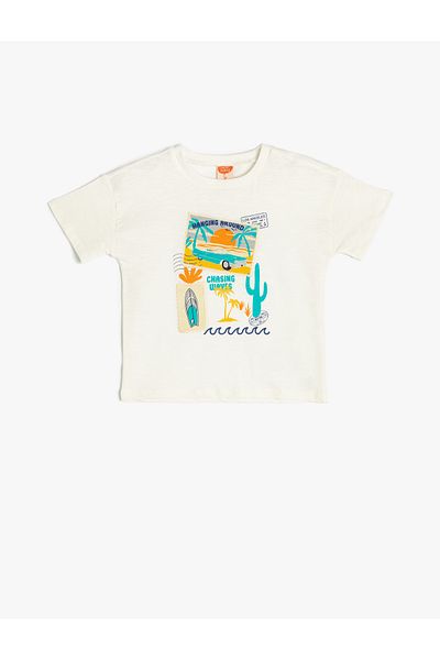 Koton Ecru Baby Boy T-Shirt 5Smb10006Tk